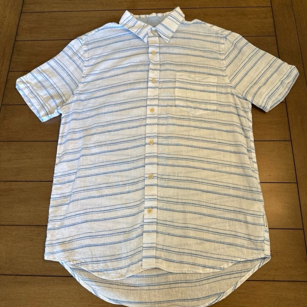Ben Sherman White and Blue Striped Button-Down Shirt
